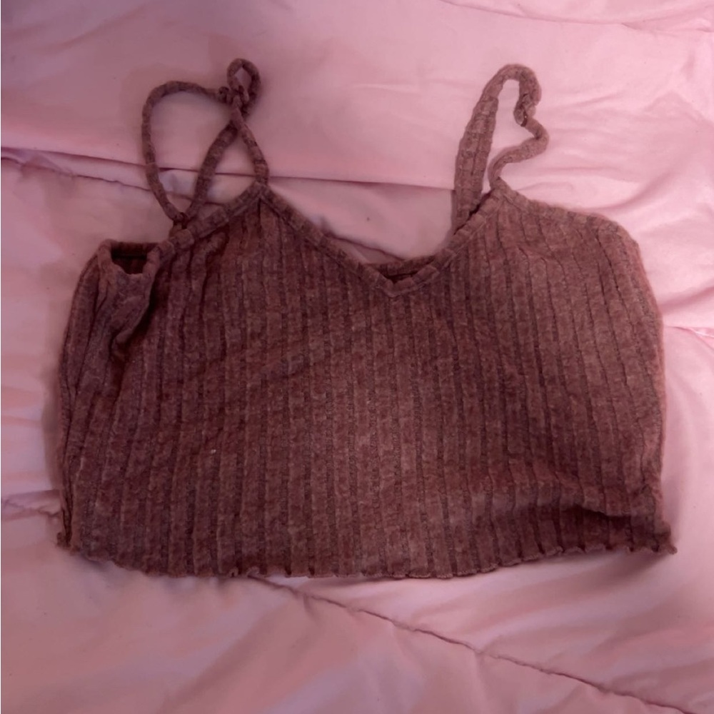 SHEIN Brown Ribbed Crop Camisole